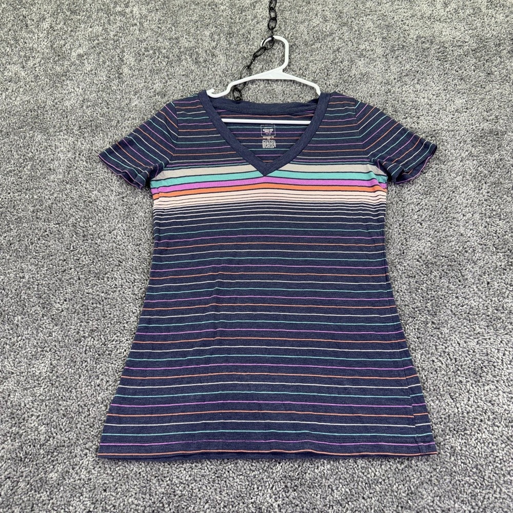 Mossimo Supply Co Shirt Womens M Multicolor Stripe V Neck Boyfriend Tee Casual